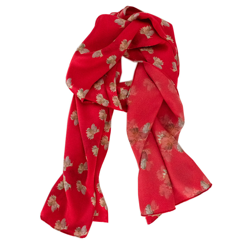 Scarlet Dahlia Flowerkisser Italian Silk Scarf - Edwina Alexis