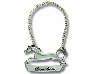 Pewter Galloping Steed Decanter Tag - Bourbon - Edwina Alexis