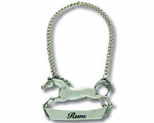 Pewter Galloping Steed Decanter Tag - Rum - Edwina Alexis