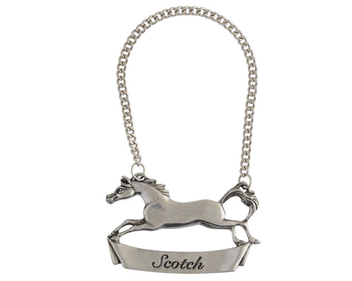 Pewter Galloping Steed Decanter Tag - Scotch - Edwina Alexis