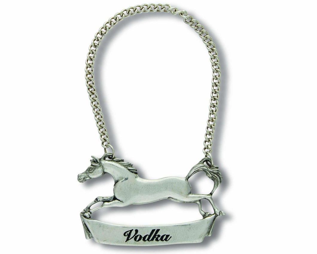 Pewter Galloping Steed Decanter Tag - Vodka - Edwina Alexis