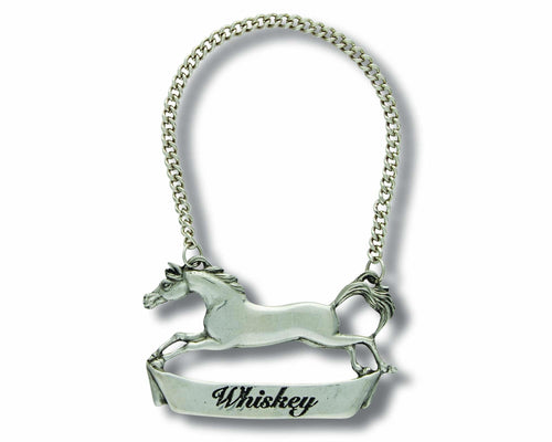 Pewter Galloping Steed Decanter Tag - Whiskey - Edwina Alexis