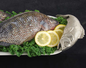 Stoneware & Pewter Fish Tray - Oblong - Edwina Alexis