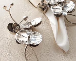 Pewter Orchid Napkin Ring (Sets of 4) - Edwina Alexis