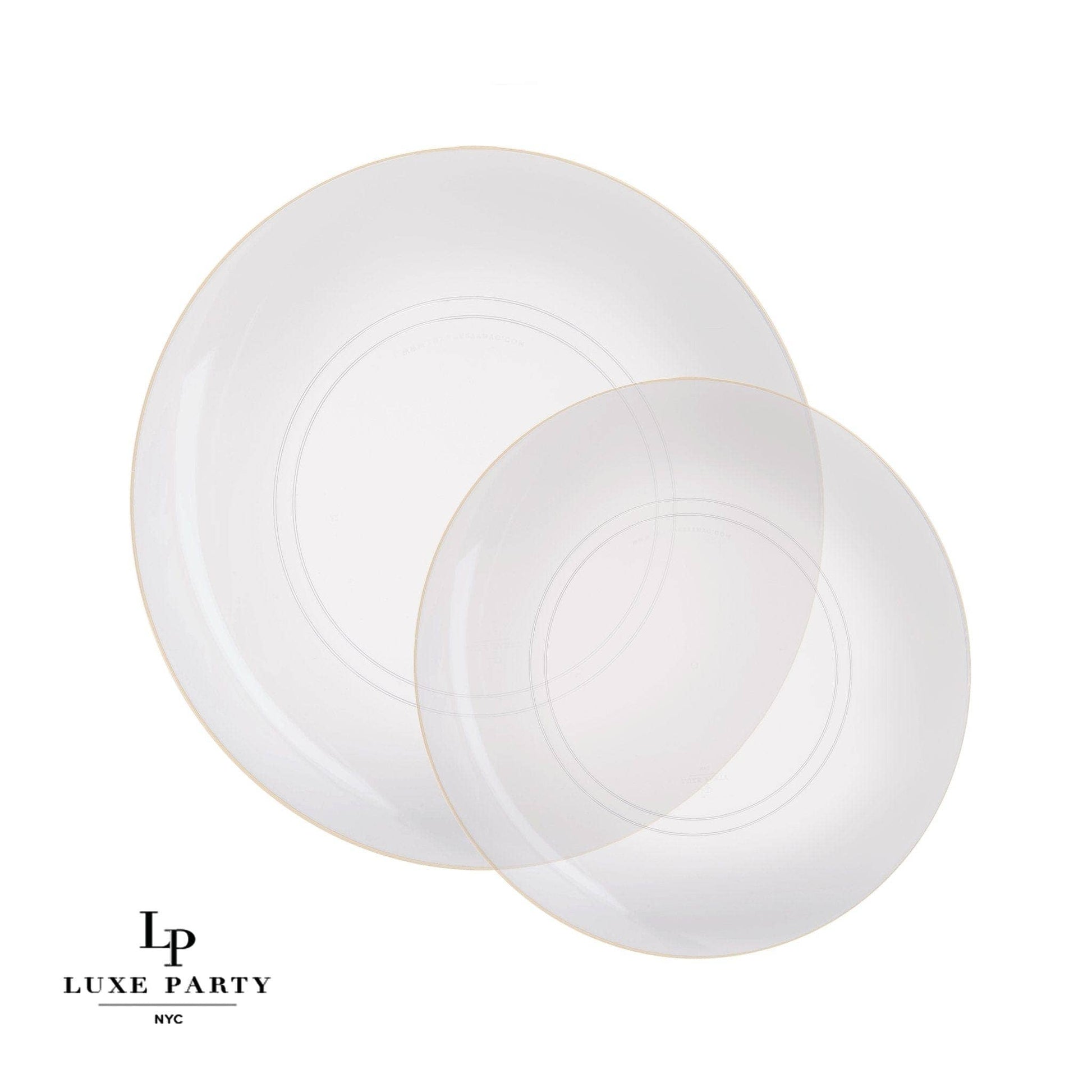 Round Clear • Gold Plastic Plates | 10 Pack - Edwina Alexis