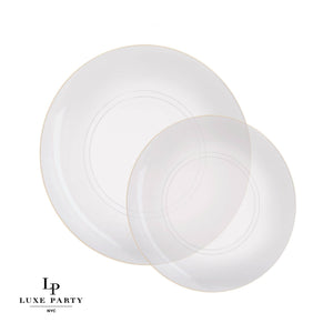 Round Clear • Gold Plastic Plates | 10 Pack - Edwina Alexis