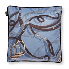 Load image into Gallery viewer, Denim Blue Tressage Equestrian Pillow - Edwina Alexis