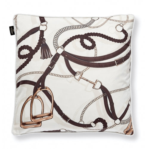 Velvet Off-white Tressage Equestrian Pillow - Edwina Alexis