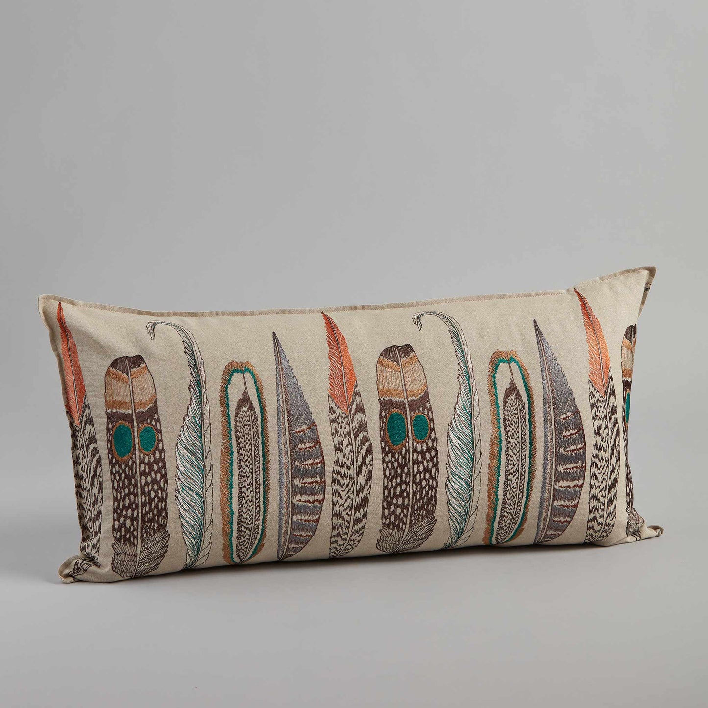 Large Feathers Lumbar: Pillow Cover with Insert - Edwina Alexis