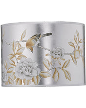 Load image into Gallery viewer, Hammered Metal Table Lamp with Classic Drum Hand Painted Shade in Platinum - Edwina Alexis