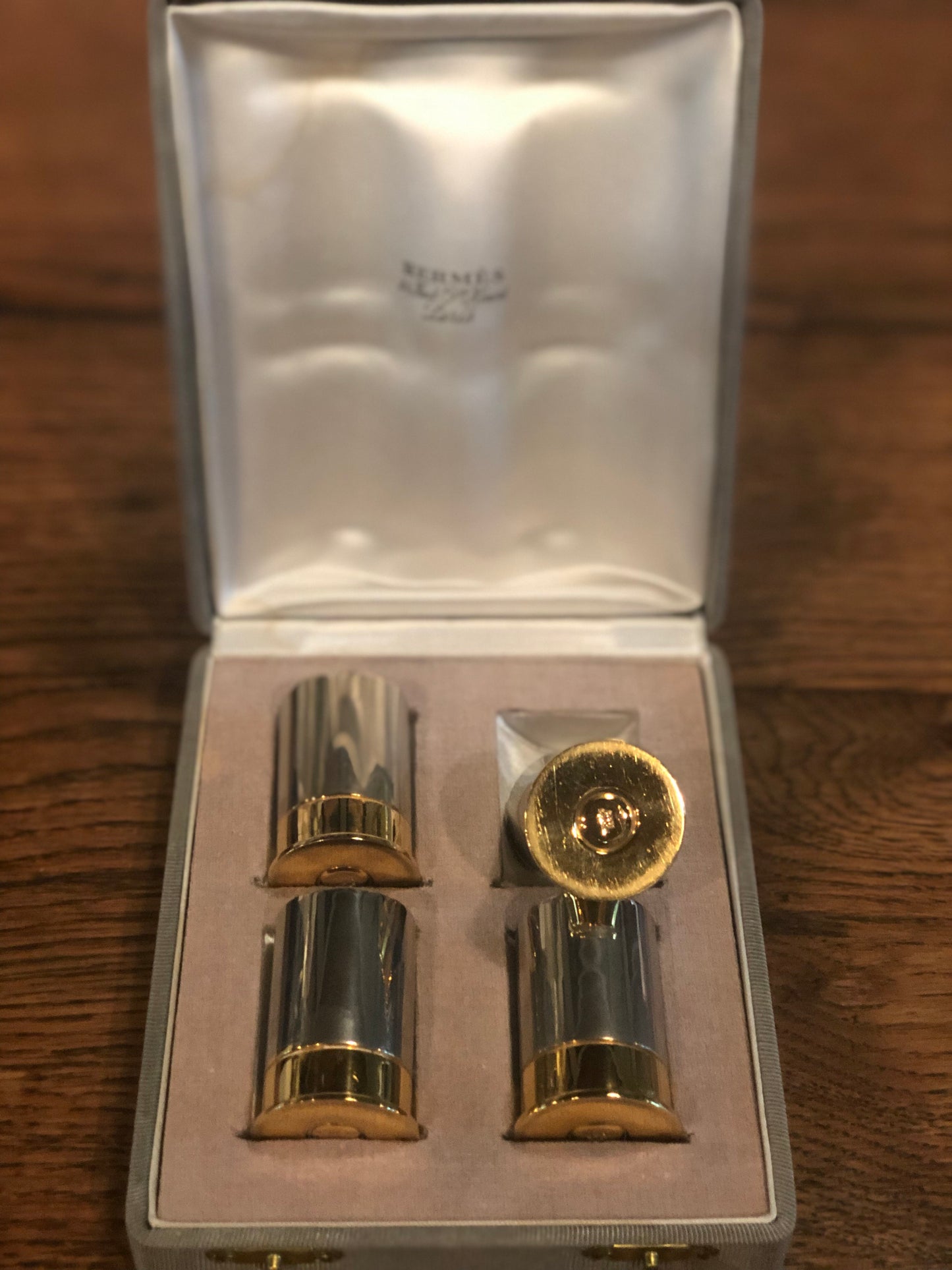 Set of 4 Decorative Bullet Casings by Hermes w/ Original Box - Edwina Alexis