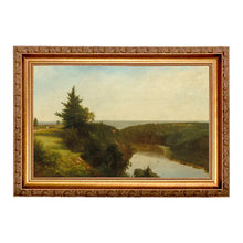 Load image into Gallery viewer, River View Scenic Landscape Oil Painting Print on Canvas in Thin Gold Frame - Edwina Alexis